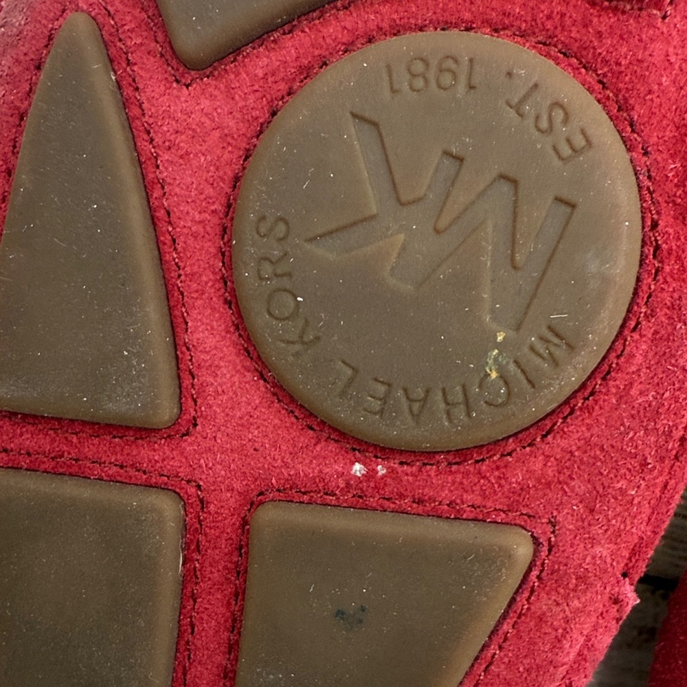 Michael Kors Burgundy Suede Loafers with Gold Accents - Picture 6 of 8